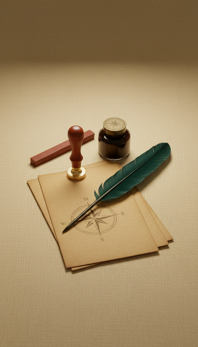Antique Compass Rose Stationery Set on Heavyweight Stock